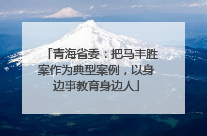 青海省委：把马丰胜案作为典型案例，以身边事教育身边人